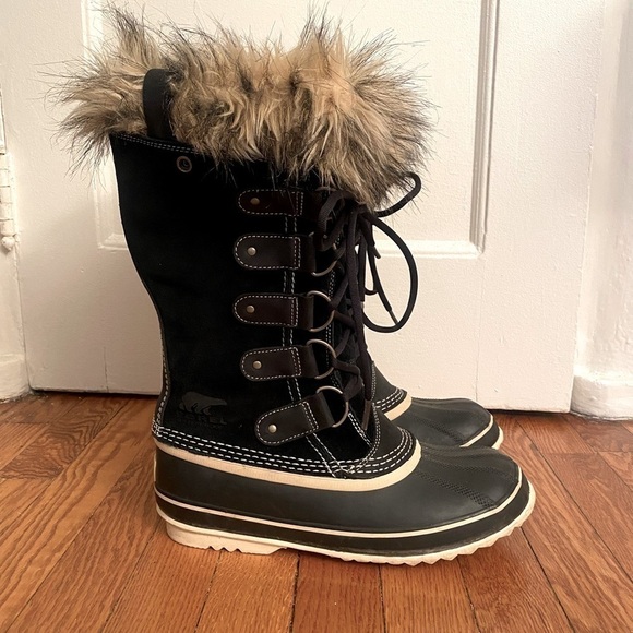 Sorel Joan of Arctic Snow Boots Black Faux Fur Size 11 - Picture 1 of 11